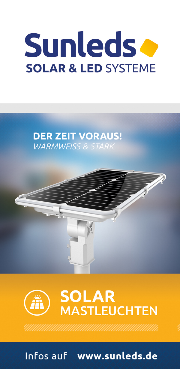Solar Straßenbeleuchtung LED SUNLEDS Straßenlaternen Hersteller Großhandel Deutschland